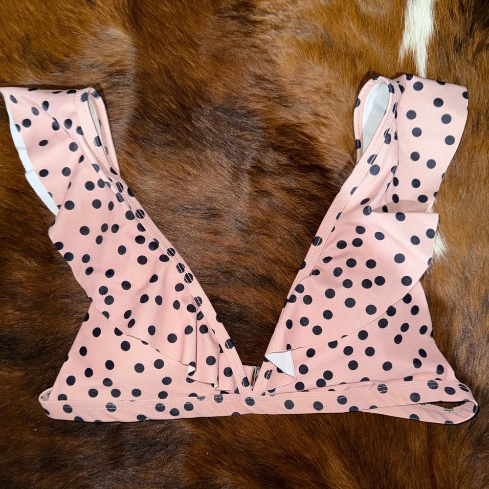 Lucky Brand Pink Polka Dot Bikini Top